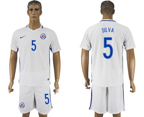 Chile 5 Silva Away Soccer Country Jersey