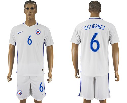 Chile 6 Gutierrez Away Soccer Country Jersey