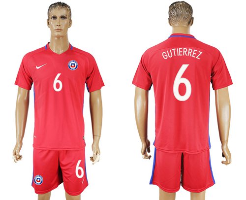 Chile 6 Gutierrez Home Soccer Country Jersey