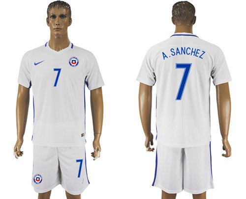 Chile 7 A Sanchez Away Soccer Country Jersey