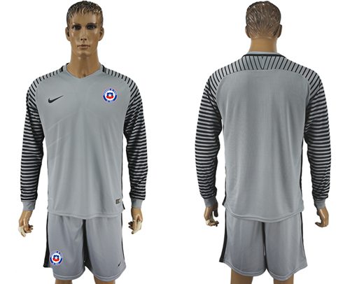 Chile Blank Grey Goalkeeper Long Sleeves Soccer Country Jersey