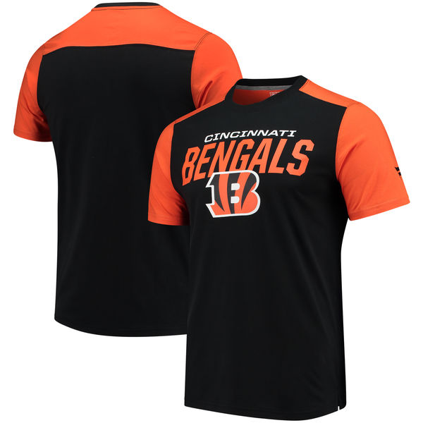 Cincinnati Bengals NFL Pro Line by Fanatics Branded Iconic Color Blocked T Shirt Black Orange