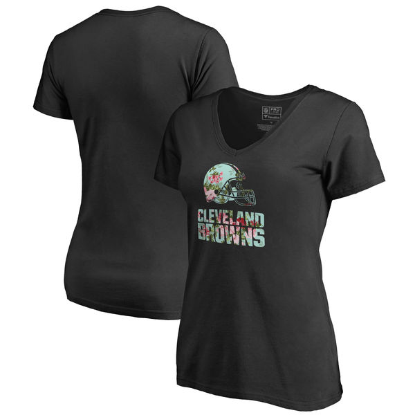 Cleveland Browns NFL Pro Line by Fanatics Branded Women's Lovely Plus Size V Neck T Shirt Black