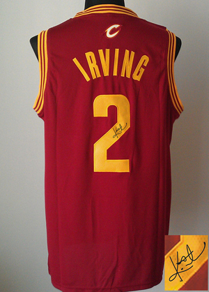 Cleveland Cavaliers Revolution 30 Autographed 2 Kyrie Irving Navy Red Stitched NBA Jersey