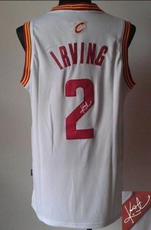Cleveland Cavaliers Revolution 30 Autographed 2 Kyrie Irving Navy White Stitched NBA Jersey
