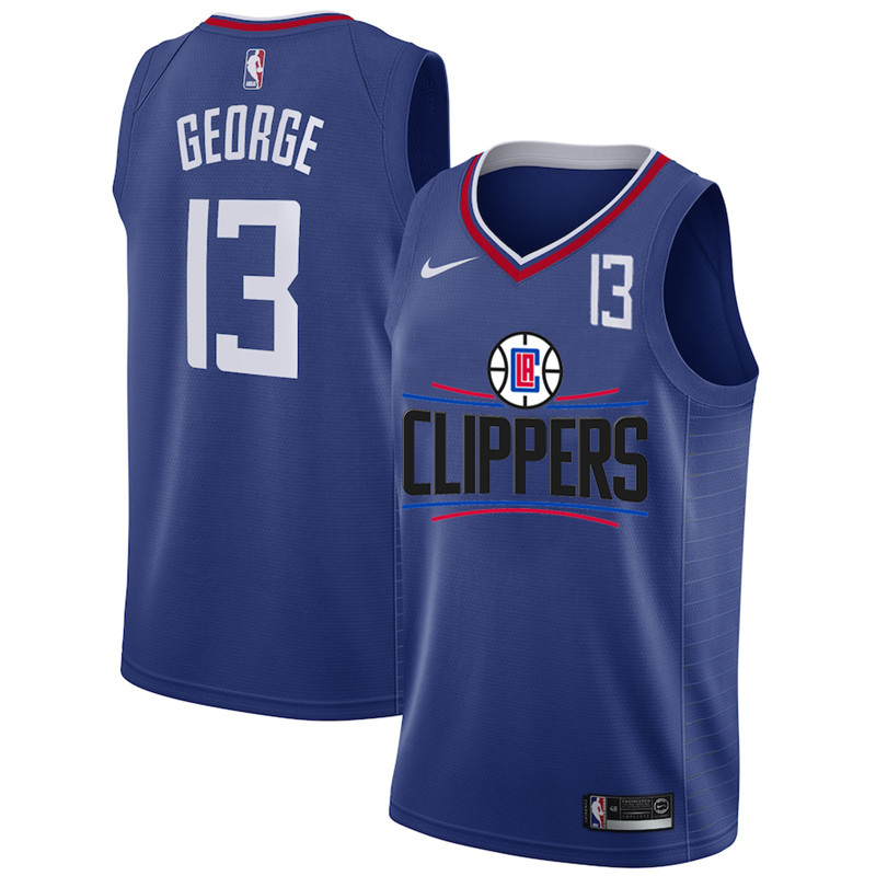 Clippers 13 Paul George White Nike Number Swingman Jersey