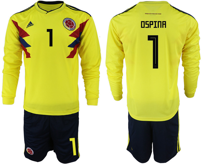 Colombia 1 OSPINA Home 2018 FIFA World Cup Long Sleeve Soccer Jersey