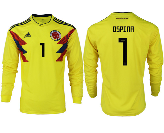 Colombia 1 OSPINA Home 2018 FIFA World Cup Long Sleeve Thailand Soccer Jersey