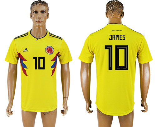 Colombia 10 JAMES Home 2018 FIFA World Cup Thailand Soccer Jersey