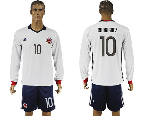 Colombia 10 Rodriguez Away Long Sleeves Soccer Country Jersey