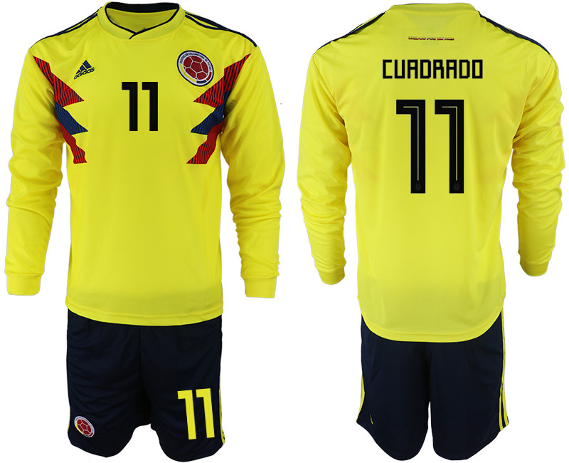 Colombia 11 CURDRADO Home 2018 FIFA World Cup Long Sleeve Soccer Jersey