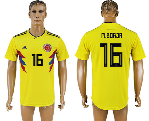 Colombia 16 M.BORJA Home 2018 FIFA World Cup Thailand Soccer Jersey