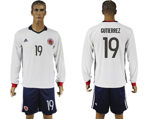 Colombia 19 Gutierrez Away Long Sleeves Soccer Country Jersey