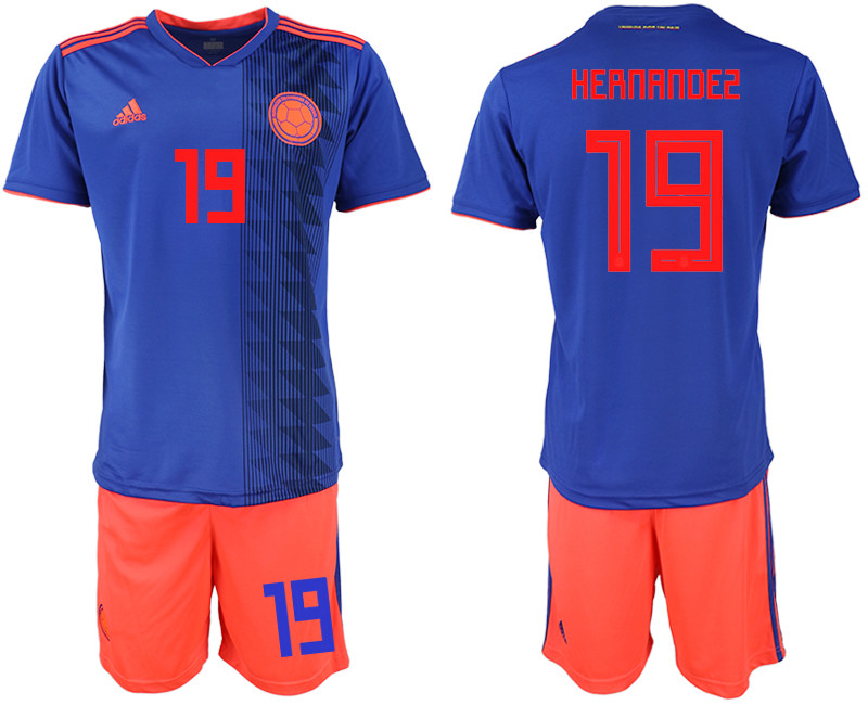 Colombia 19 HERNANDEZ Away 2018 FIFA World Cup Soccer Jersey