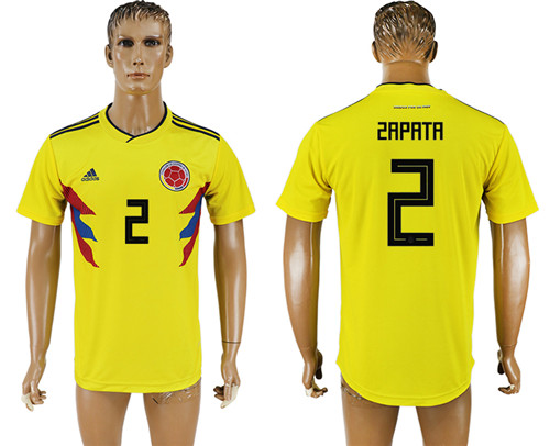 Colombia 2 ZAPATA Home 2018 FIFA World Cup Thailand Soccer Jersey