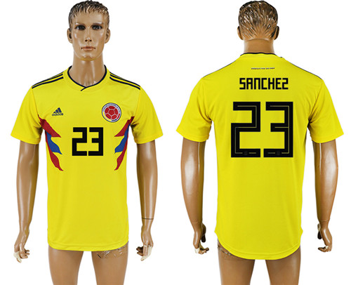 Colombia 23 SANCHEZ Home 2018 FIFA World Cup Thailand Soccer Jersey