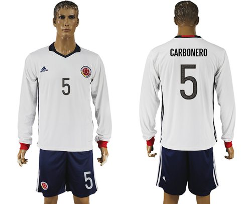 Colombia 5 Carbonero Away Long Sleeves Soccer Country Jersey