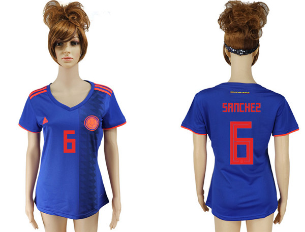 Colombia 5 SANCHEZ Away Women 2018 FIFA World Cup Soccer Jersey