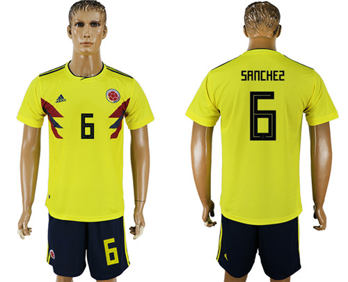 Colombia 5 SANCHEZ Home 2018 FIFA World Cup Soccer Jersey