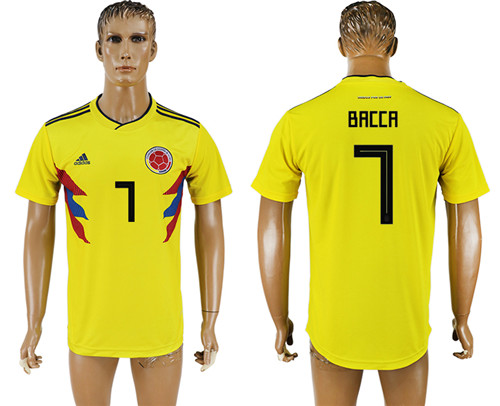 Colombia 7 BACCA Home 2018 FIFA World Cup Thailand Soccer Jersey