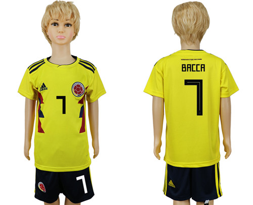 Colombia 7 BACCA Youth 2018 FIFA World Cup Soccer Jersey