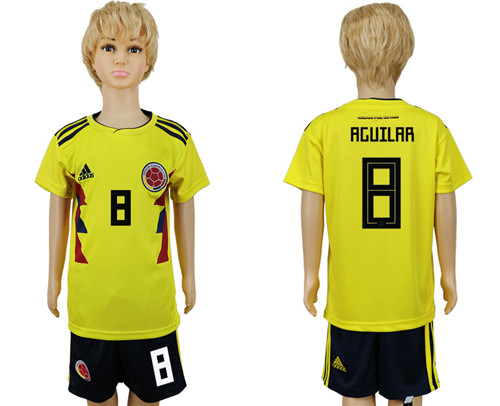 Colombia 8 AGULAR Youth 2018 FIFA World Cup Soccer Jersey