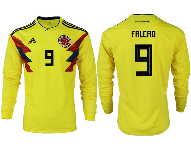 Colombia 9 FALCAO Home 2018 FIFA World Cup Long Sleeve Thailand Soccer Jersey