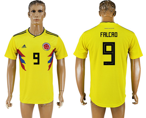 Colombia 9 FALCAO Home 2018 FIFA World Cup Thailand Soccer Jersey