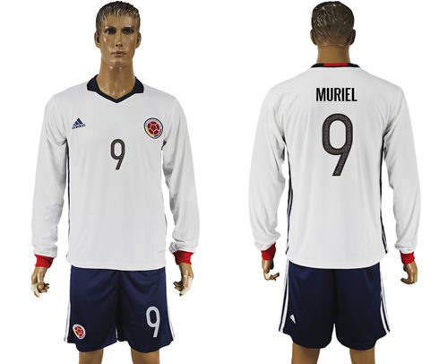 Colombia 9 Muriel Away Long Sleeves Soccer Country Jersey