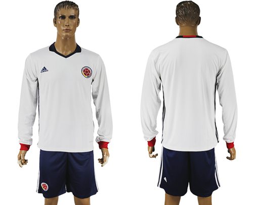 Colombia Blank Away Long Sleeves Soccer Country Jersey