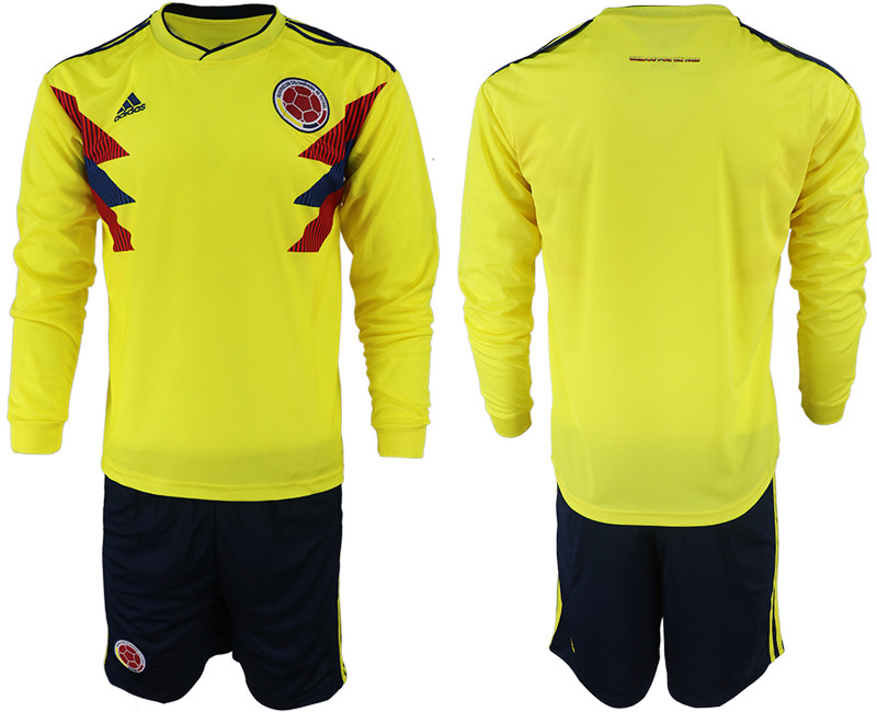 Colombia Home 2018 FIFA World Cup Long Sleeve Soccer Jersey