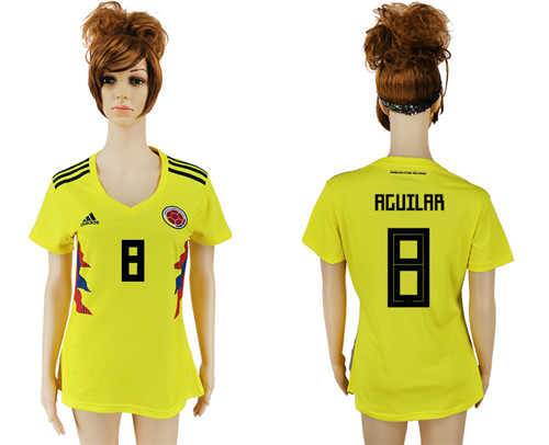 Columbia 8 AGUILAR Home 2018 FIFA World Cup Women Soccer Jersey