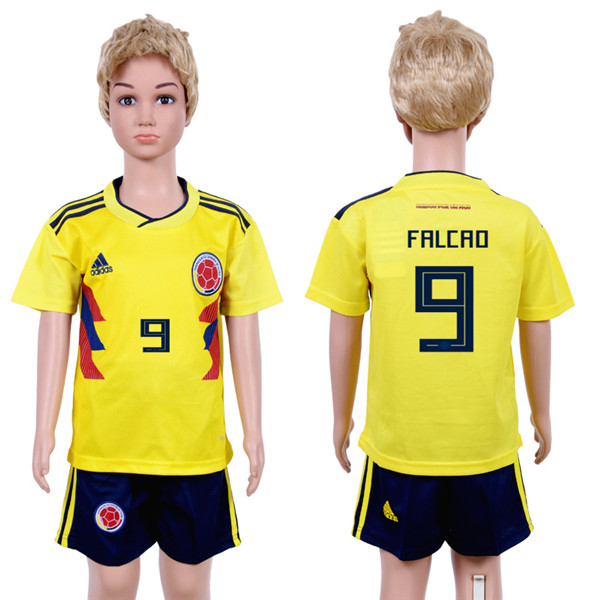Columbia 9 FALCAO Home Youth 2018 FIFA World Cup Soccer Jersey