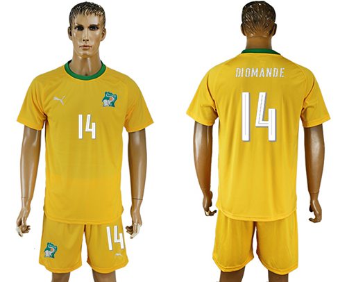 Cote d lvoire 14 Diomande Home Soccer Country Jersey