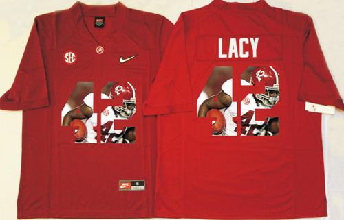 Crimson Tide 42 Eddie Lacy Red Player Fashion Stitched NCAA Jersey