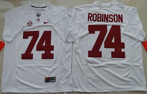 Crimson Tide 74 Cam Robinson White Limited Stitched NCAA Jersey