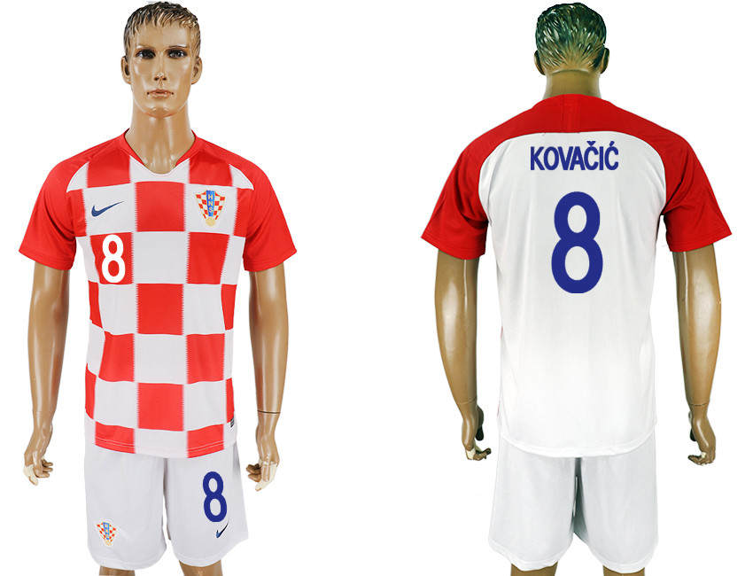 Croatia 8 KOVACIC Home 2018 FIFA World Cup Soccer Jersey