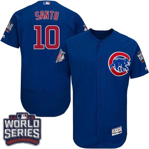 Cubs 10 Ron Santo Blue Flexbase Authentic Collection 2016 World Series Bound Stitched MLB Jersey