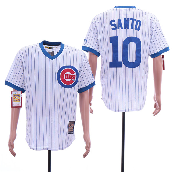 Cubs 10 Ron Santo White Cooperstown Collection Jersey