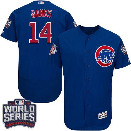 Cubs 14 Ernie Banks Blue Flexbase Authentic Collection 2016 World Series Bound Stitched MLB Jersey