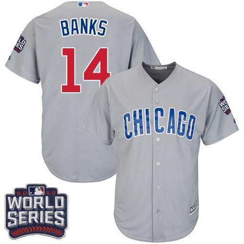 Cubs 14 Ernie Banks Grey Road 2016 World Series Bound Stitched Youth MLB Jersey