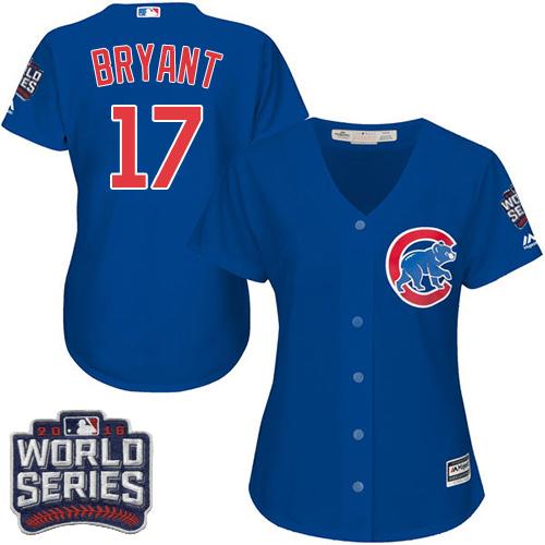 Cubs 17 Kris Bryant Blue Alternate 2016 World Series Bound Women Stitched MLB Jersey