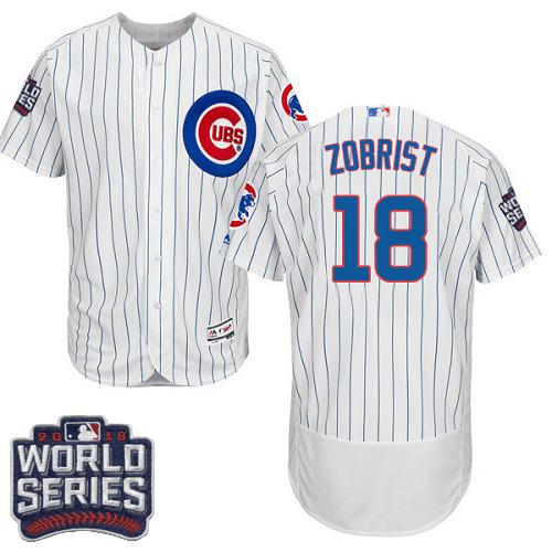 Cubs 18 Ben Zobrist White Flexbase Authentic Collection 2016 World Series Bound Stitched MLB Jersey
