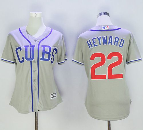 Cubs 22 Jason Heyward Grey Women Alternate Road Stitched MLB Jersey