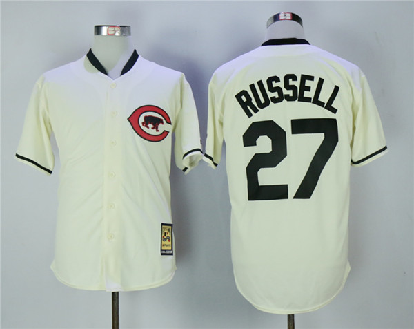 Cubs 27 Addison Russell Cream Throwback Jersey