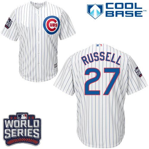 Cubs 27 Addison Russell White Home 2016 World Series Bound Stitched Youth MLB Jersey