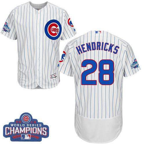 Cubs 28 Kyle Hendricks White Flexbase Authentic Collection 2016 World Series Champions Stitched MLB Jersey