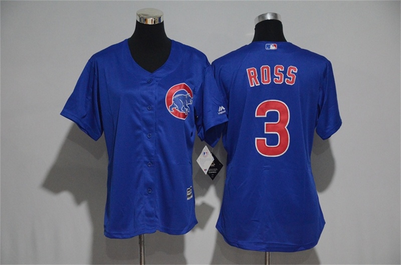 Cubs 3 David Ross Blue Strip New Cool Base Stitched MLB Women Jersey