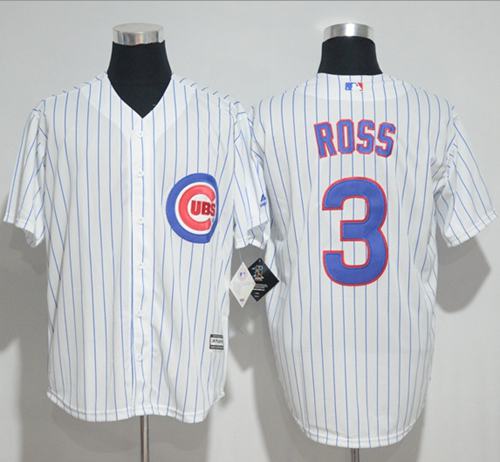 Cubs 3 David Ross White Blue Strip New Cool Base Stitched MLB Jersey
