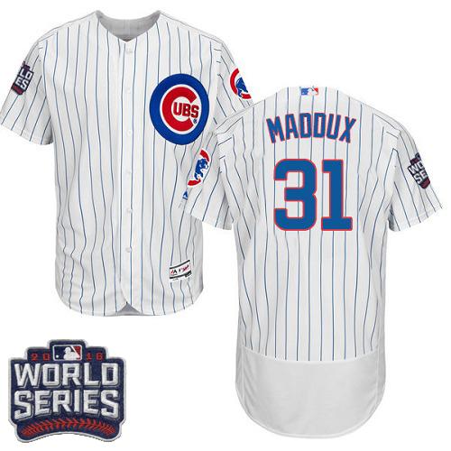 Cubs 31 Greg Maddux White Flexbase Authentic Collection 2016 World Series Bound Stitched MLB Jersey